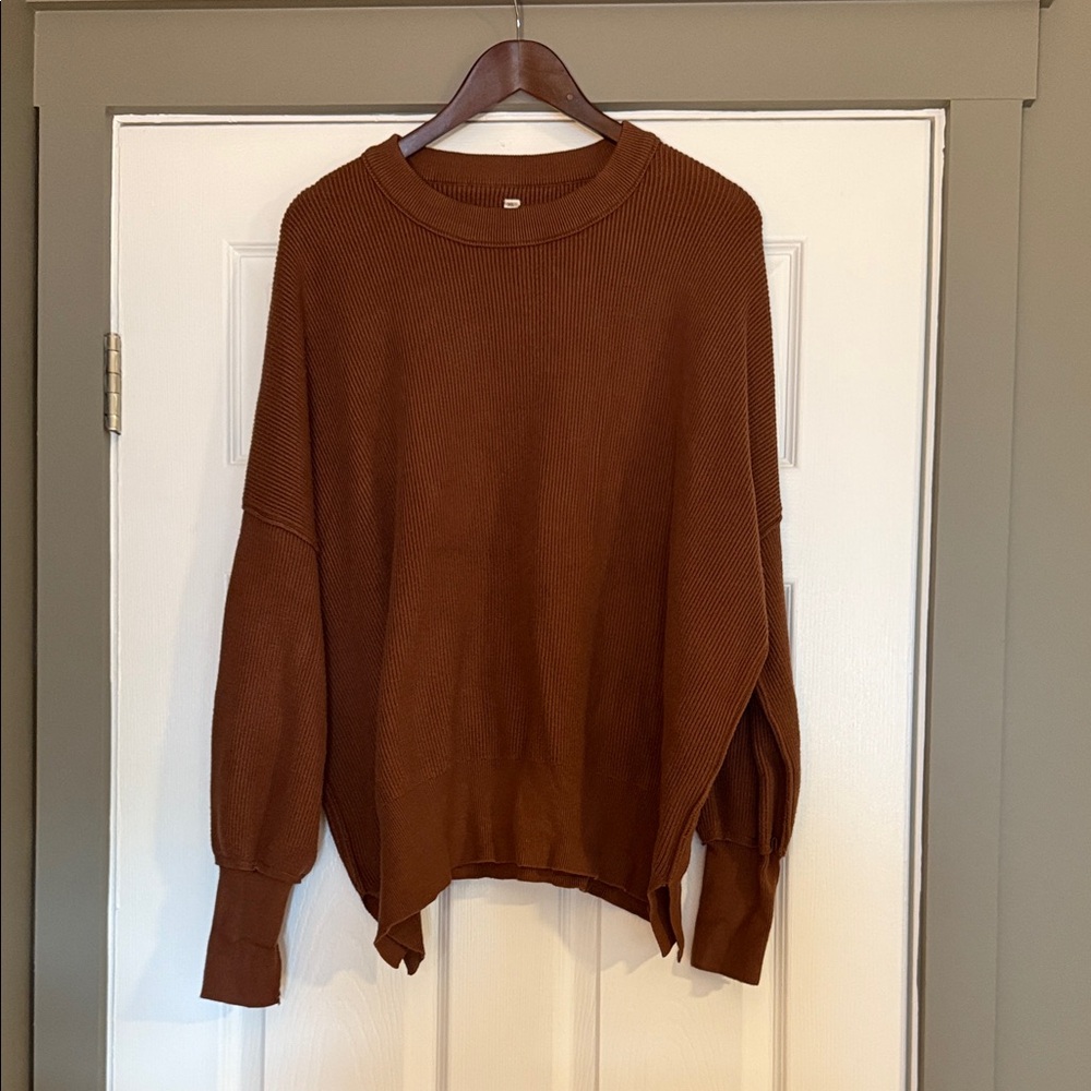 Logene Oversized Batwing Brown Ribbed Sweater